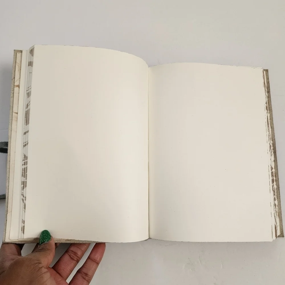Anthropologie Unisex Leather Marble Grey & Gold Journal Sketch Book Wrap Closure